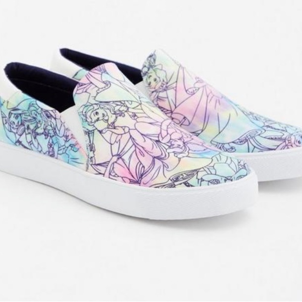 DISNEY PRINCESS SQUAD MULTI SLIP-ON CANVAS SNEAKER (WW) 10w NWOT